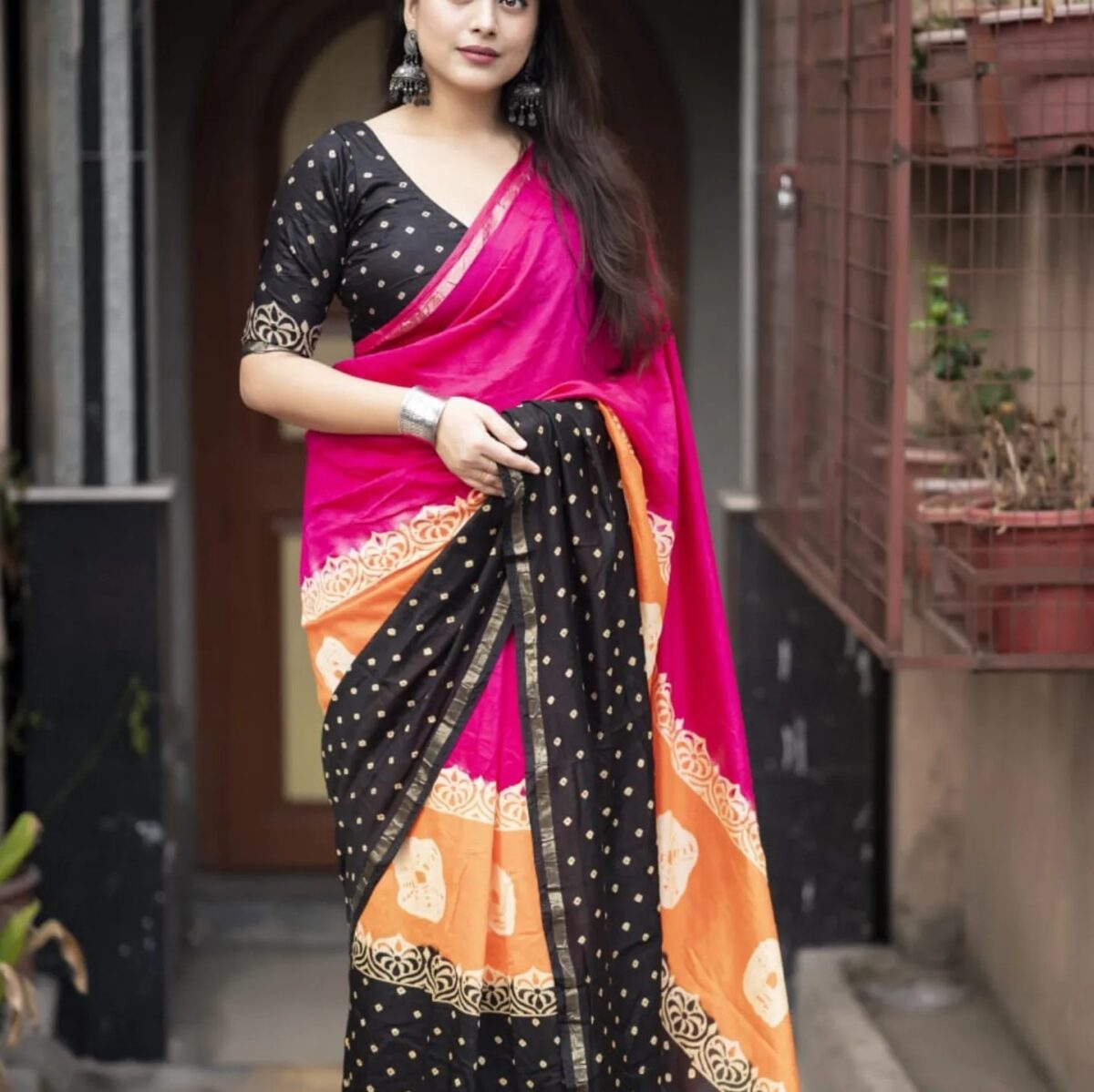 Aduri Premium Chanderi Silk Saree with Digital Print & Tassel Work | With Blouse Piece - Image 5