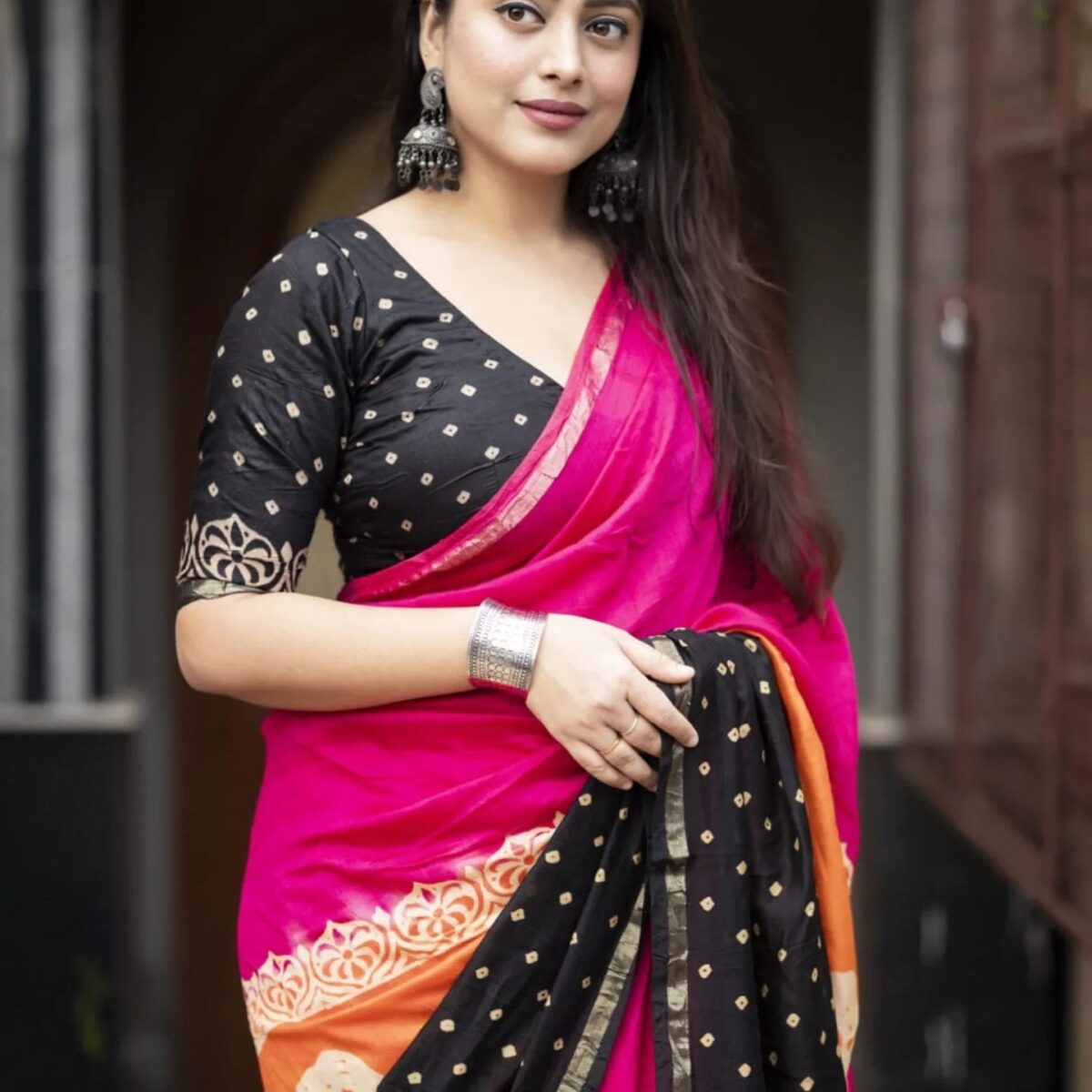 Aduri Premium Chanderi Silk Saree with Digital Print & Tassel Work | With Blouse Piece - Image 4