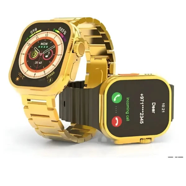 C9 Ultra 2 Gold Edition with 2 Strap – Smartwatch with Calling, Fitness Tracker & Custom Wallpaper