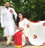Elegant Hand-Printed Couple Set: Premium Half Silk Saree & Dhupian Silk Panjabi | Sharee Panjabi Couple Set - Image 5