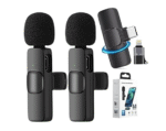 K9 Dual Wireless Microphone for USB-C Phone/iPhone Wireless Mic for Youtubers Facebook Live Stream for Recording Vlog