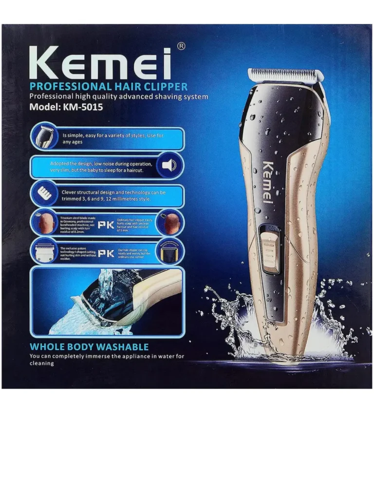 Kemei KM-5015 Washable Cordless Hair Clipper & Trimmer for Men