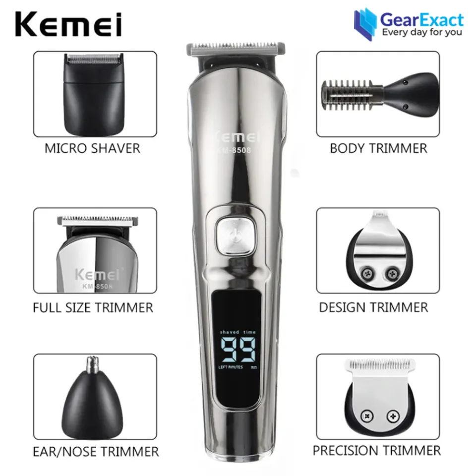 Kemei KM-8508 11-in-1 Professional Grooming Kit for Men Waterproof Cordless Beard, Hair & Body Trimmer