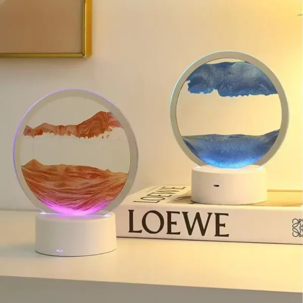 LED Moving Sand Art Table Lamp – 6-Color Changing 3D Sandscape Night Light, Touch Control Bedside Decor Gift
