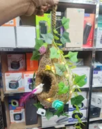 Love Birds Nest Decorative Showpiece – Coconut Fiber Nest with Plastic Birds for Home, DIY, and School Projects