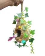 Love Birds Nest Decorative Showpiece – Coconut Fiber Nest with Plastic Birds for Home, DIY, and School Projects