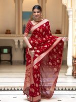 Premium Apsan & Block Printed Dhupiyan Saree with Blouse Piece | Stylish Collection - Image 3