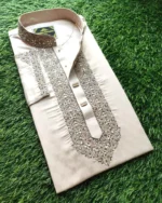 Stylish Embroidery Panjabi for Men – Satin Cotton Fabric with Snap Button - Image 3