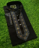 Stylish Embroidery Panjabi for Men – Satin Cotton Fabric with Snap Button