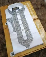 Stylish Embroidery Panjabi for Men – Satin Cotton Fabric with Snap Button - Image 2